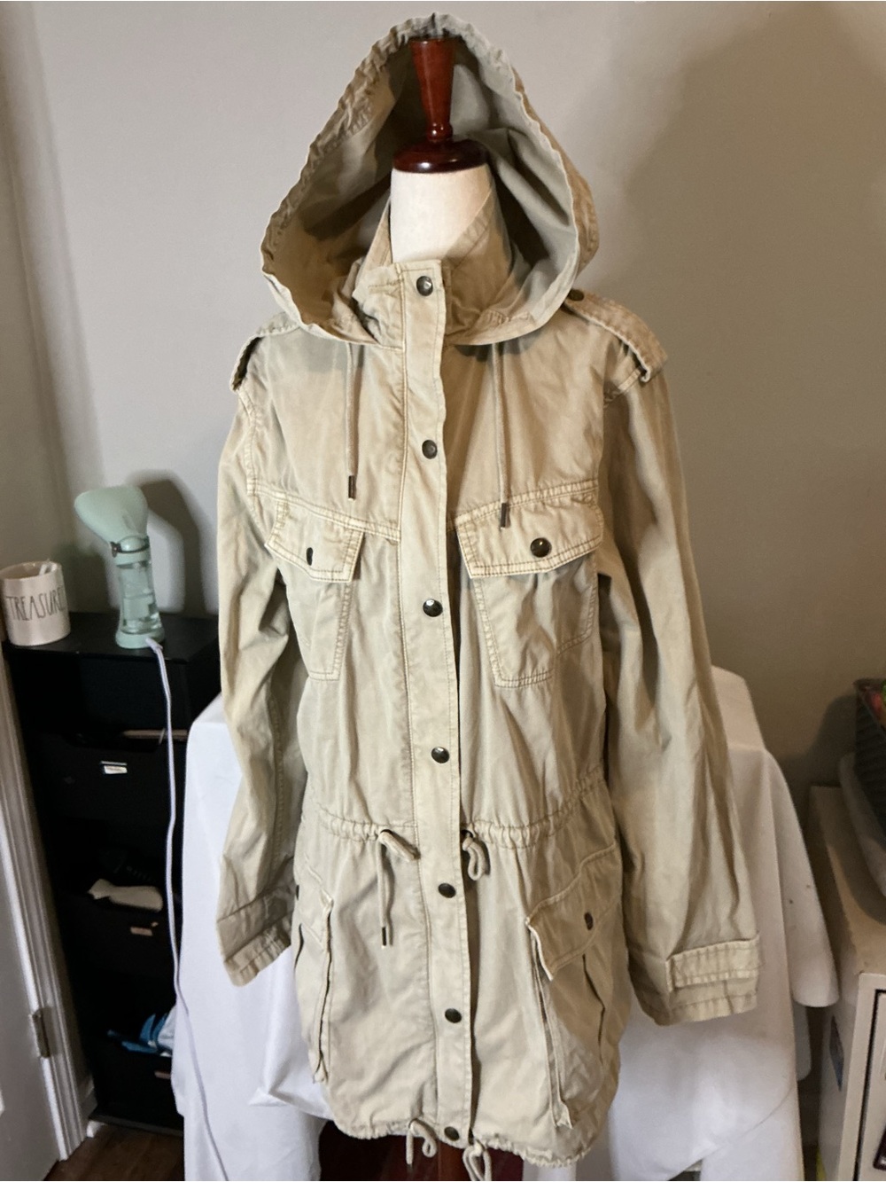 Talula Khaki Hooded Utility Jacket